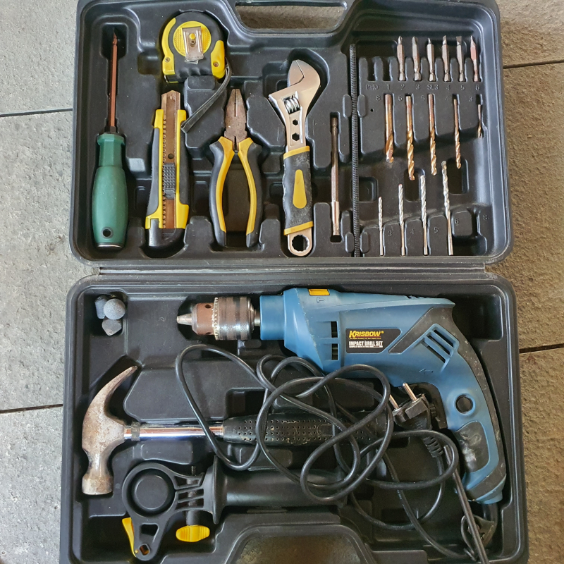 Set bor dinding, kayu, besi Krisbow